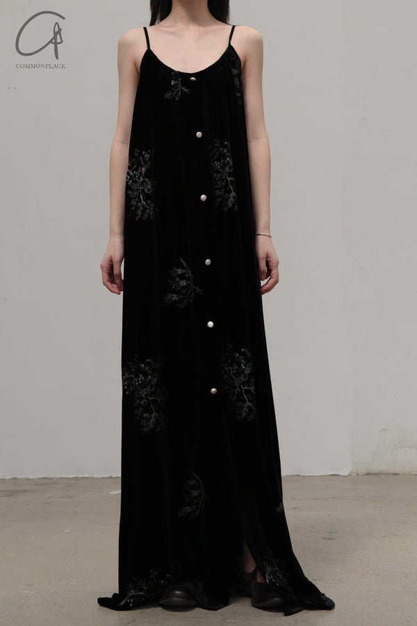 MUTEDANCE velvet embroidered suspender skirt MD24SS31